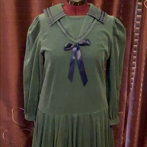 Laura Ashley green/navy corduroy sailor dress